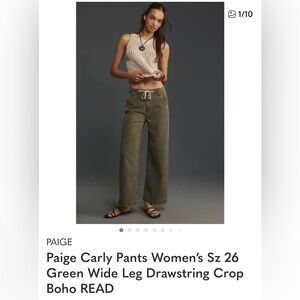 PAIGE Carly Olive Utility High-Rise Pants Sz 28